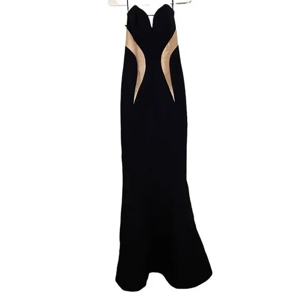 NWT Rebecca Vallance Lucienne Bonded Crepe Strapless Mermaid Gown in Ink SZ 2